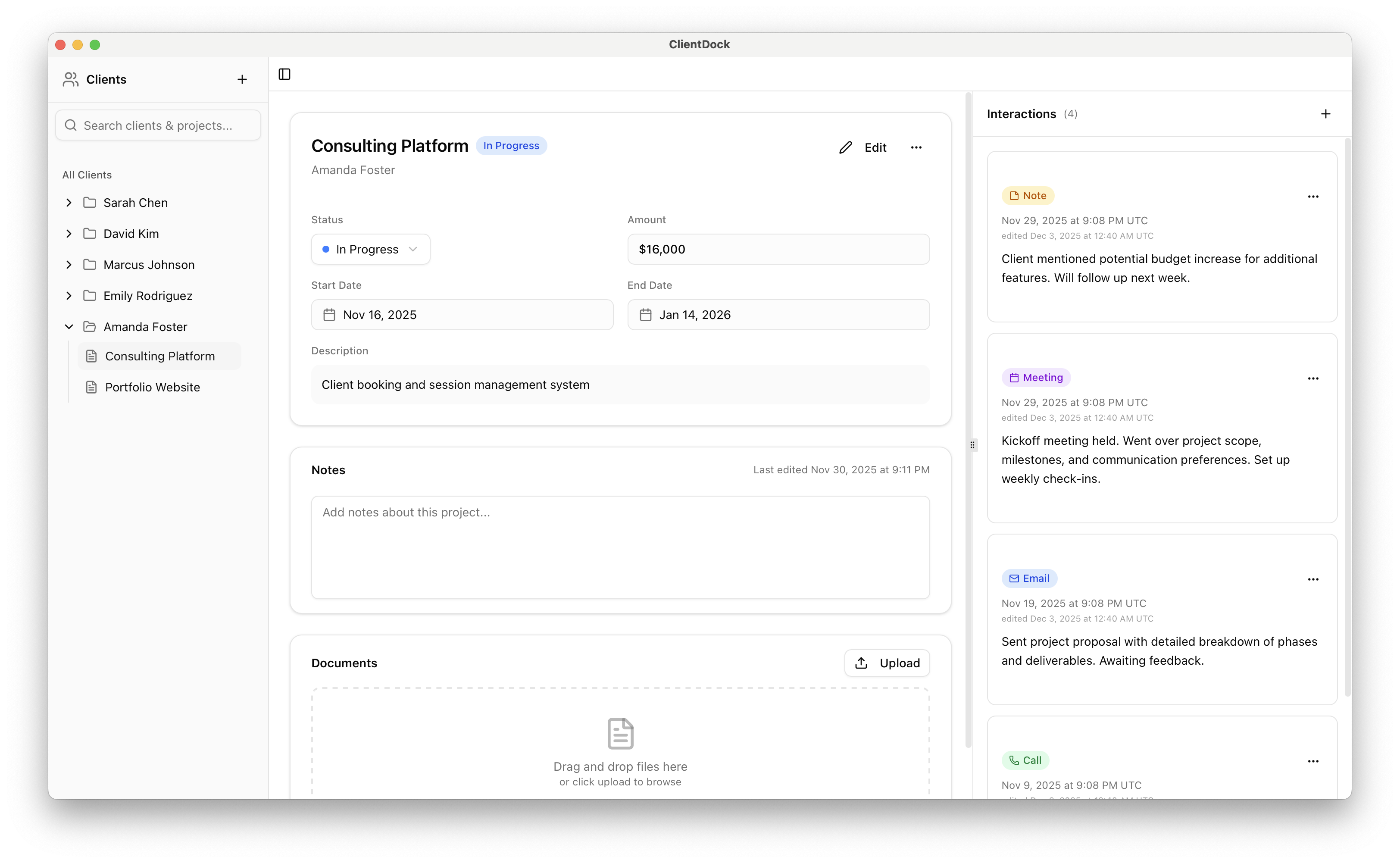 ClientDock — Local-First CRM - Screenshot 3 showing product features and functionality