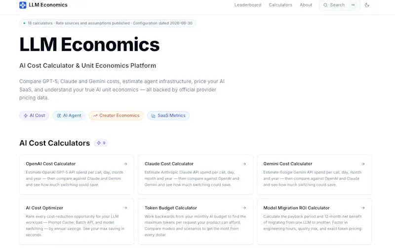 LLM Economics screenshot 2