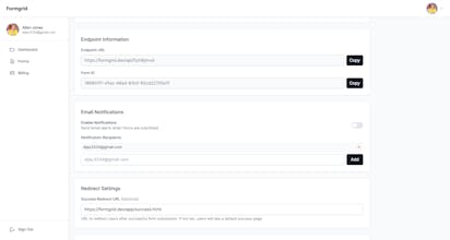 Formgrid:Open-source form submission API gallery image