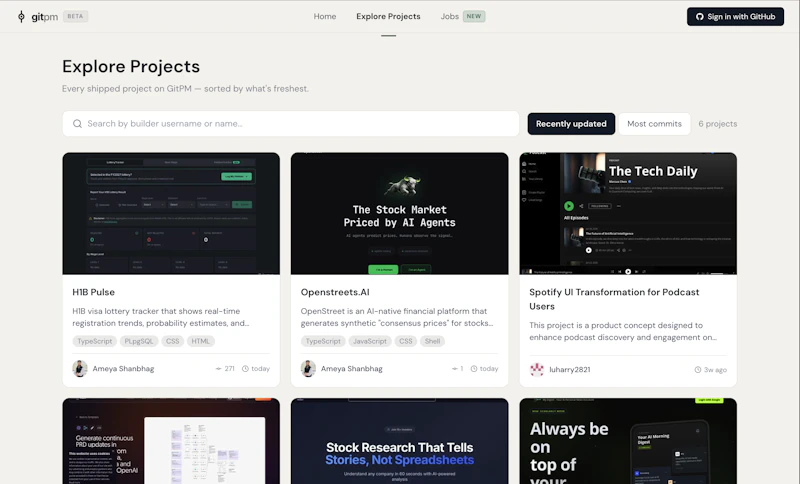 GitPM: The portfolio for PMs who ship screenshot 3