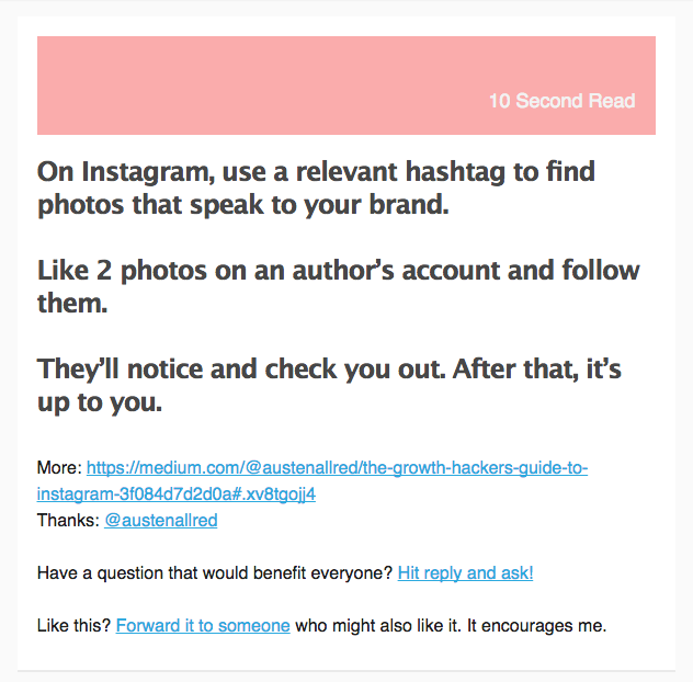 10 Second Reads Weekly Email gallery image