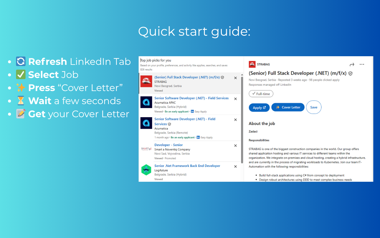 AI Cover Letter for LinkedIn - Screenshot 2 preview