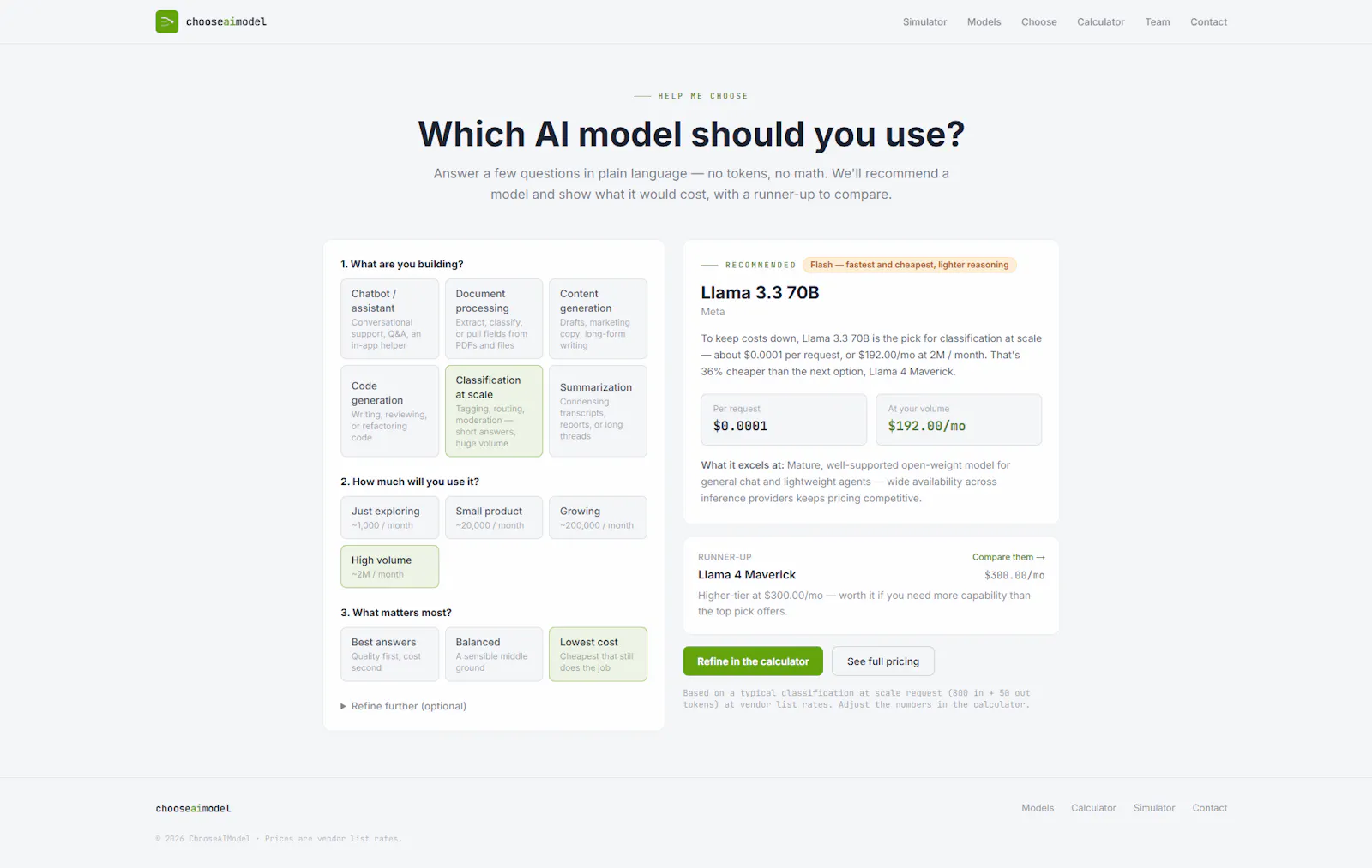 ChooseAIModel.com screenshot 1