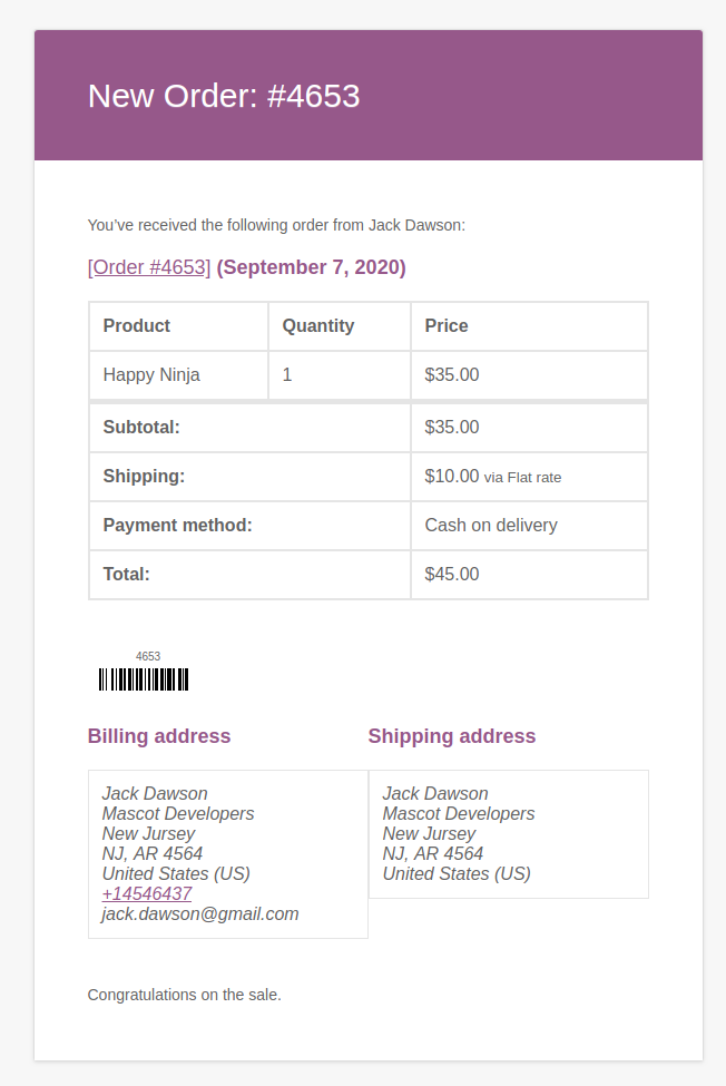 Order Barcode Plugin gallery image