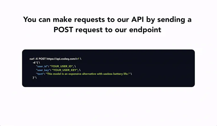 Codeq Natural Language Processing API gallery image