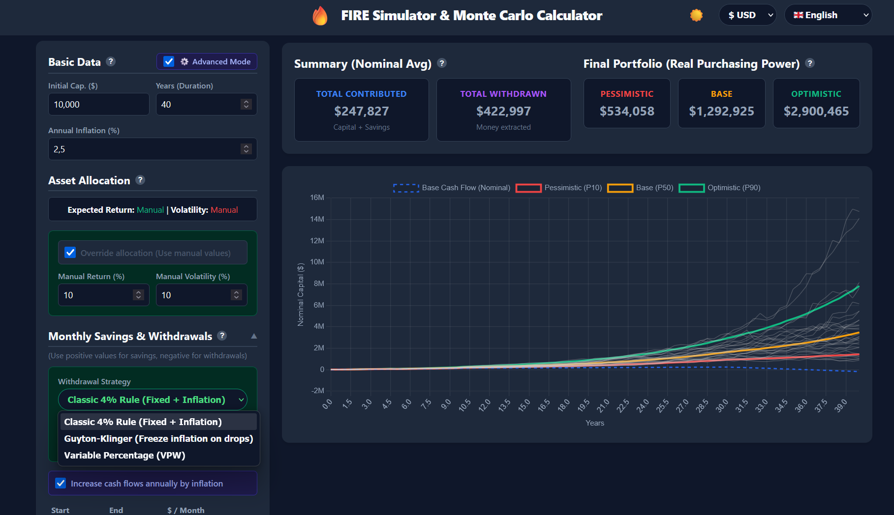 MyFIRESimulator - Main product screenshot demonstrating key features and user interface