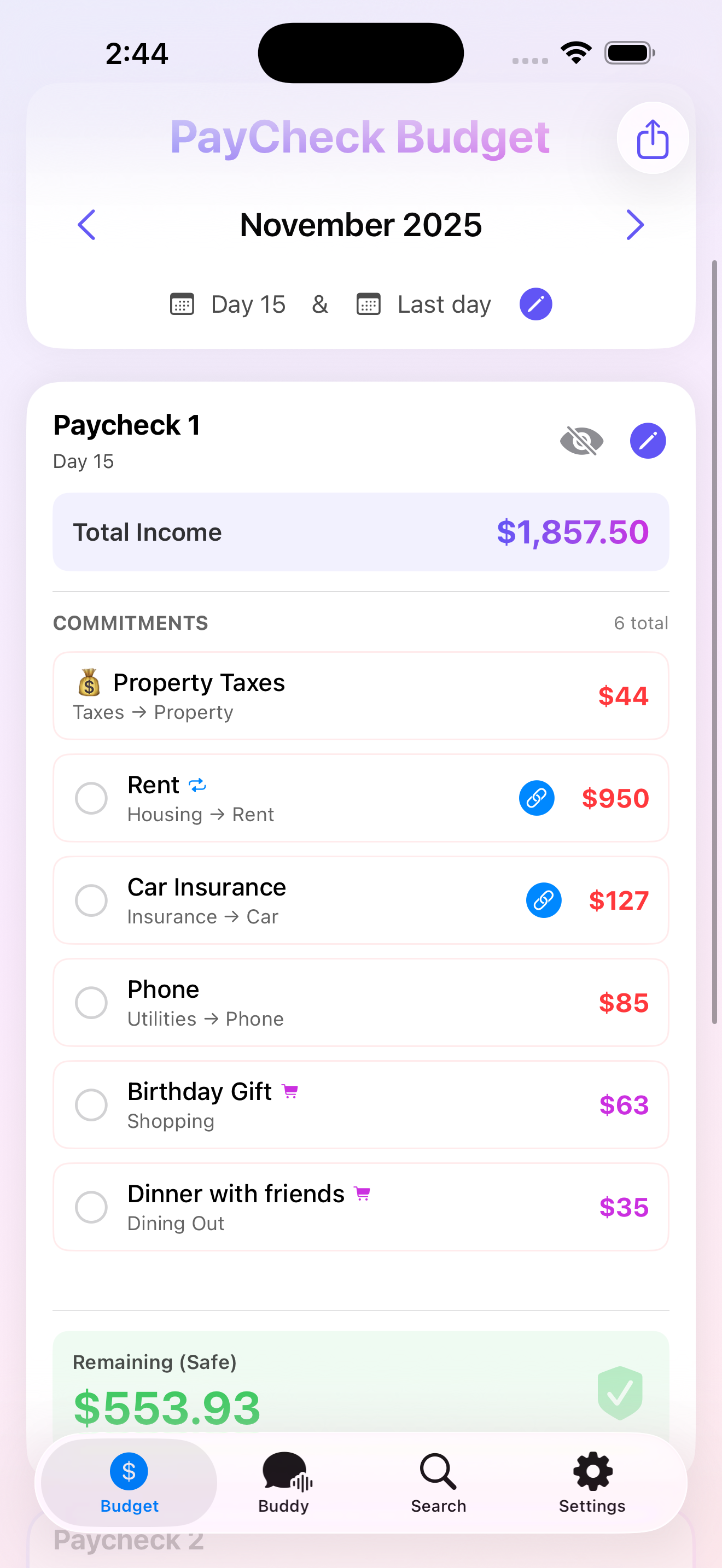 PayCheck Budget gallery image