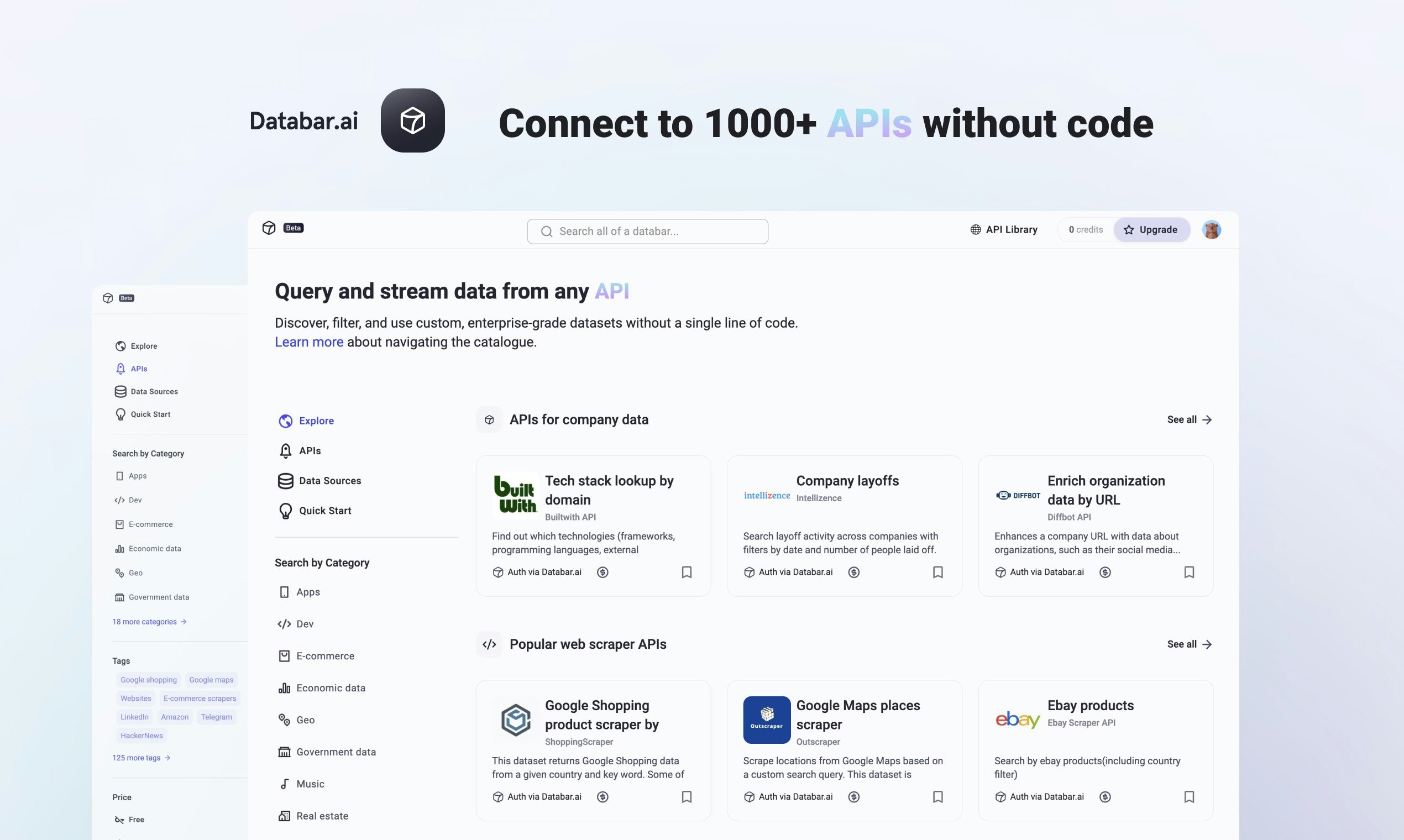 Databar.ai 2.0 - Connect to 1000+ APIs without code media 4