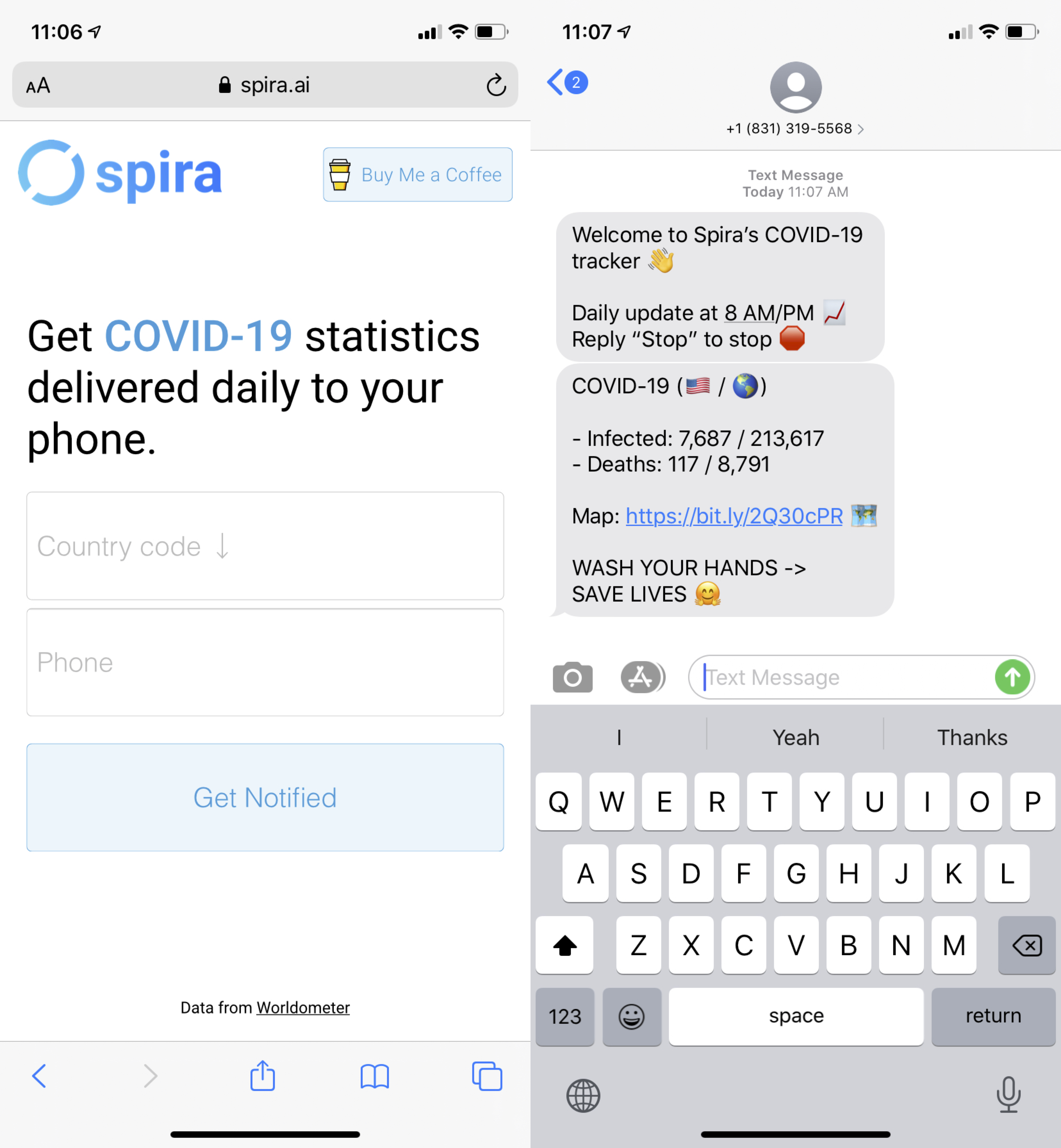 SMS COVID-19 Tracker