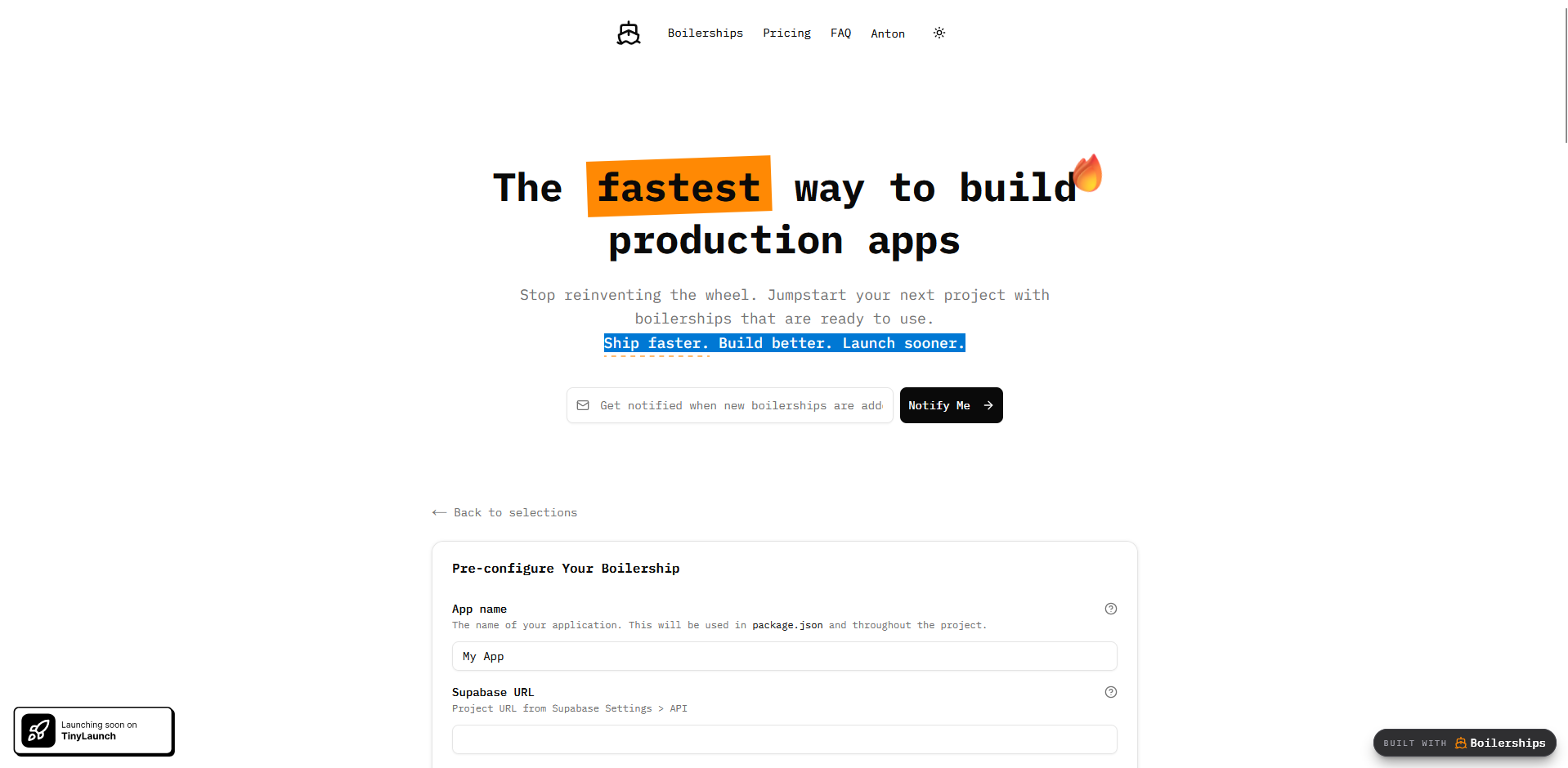 Boilerships - Main product screenshot demonstrating key features and user interface