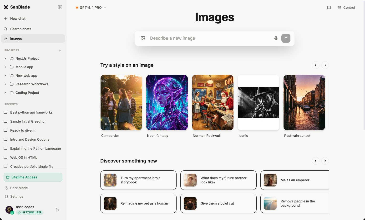 SanBlade – The AI Workspace - Screenshot 4 showing product features and functionality