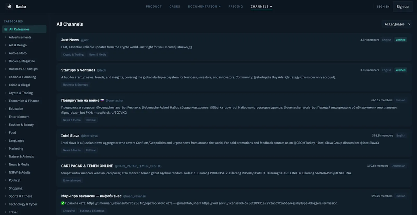 Radar Intelligence screenshot 2