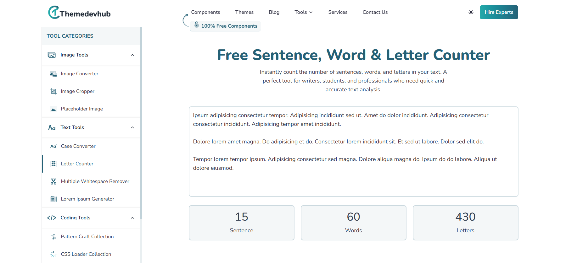 Contatore di lettere online gratuita - Contare lettere, parole e frasi istantaneamente |THEEDEVHUB media 1
