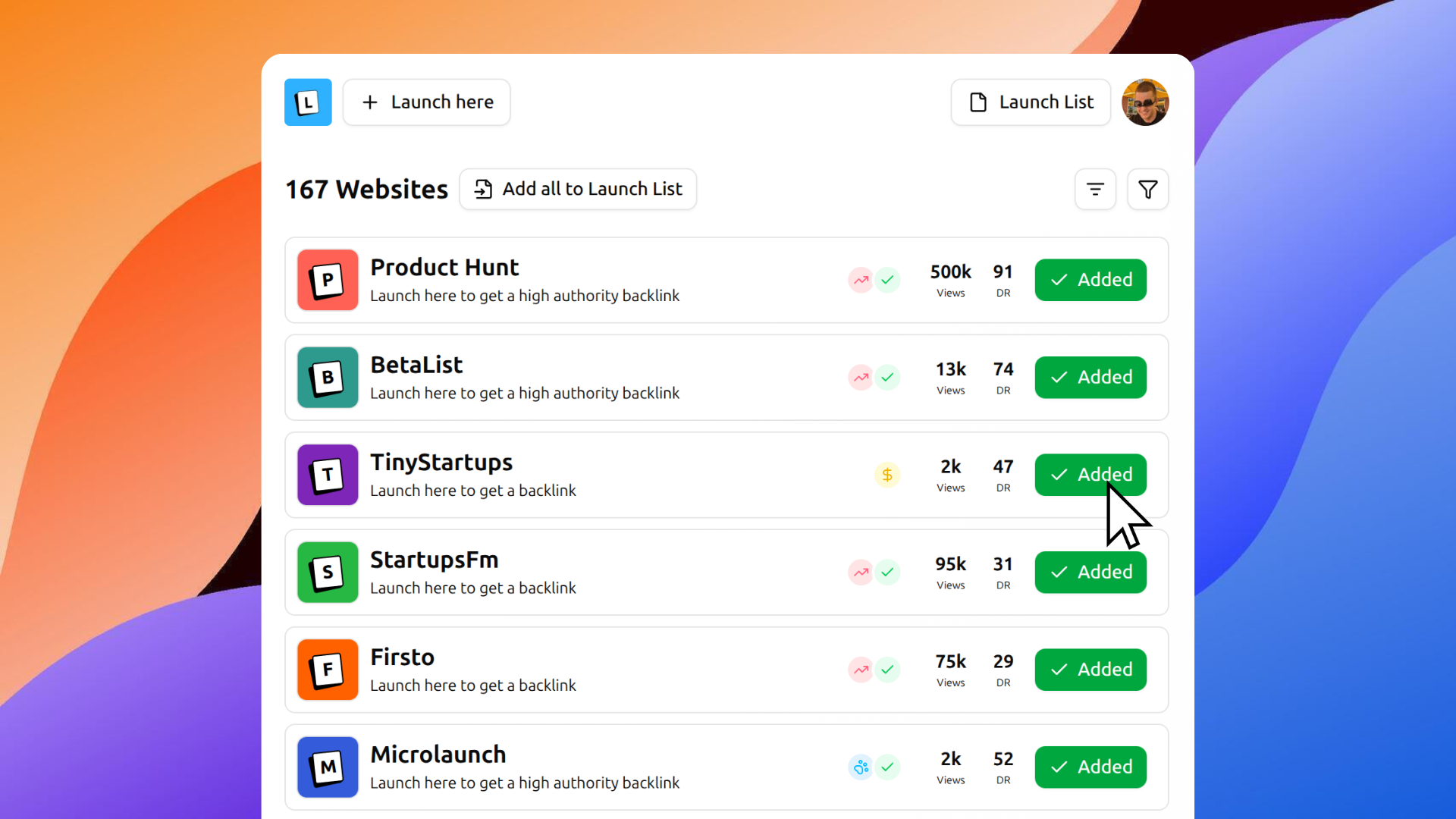 Launch List gallery image