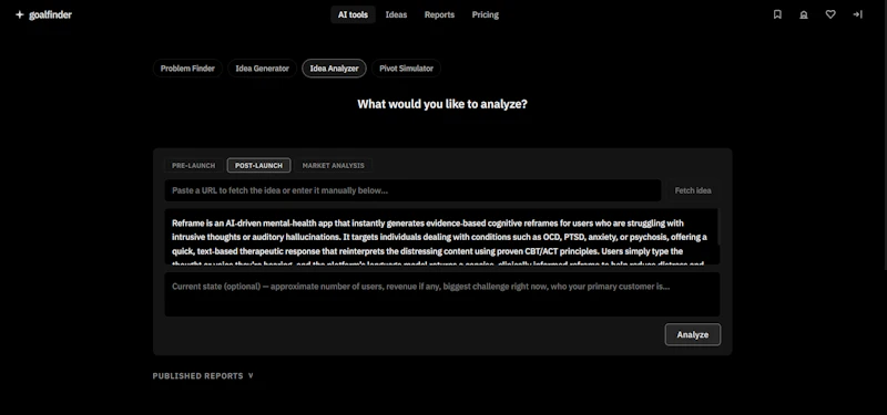 Goalfinder screenshot 2