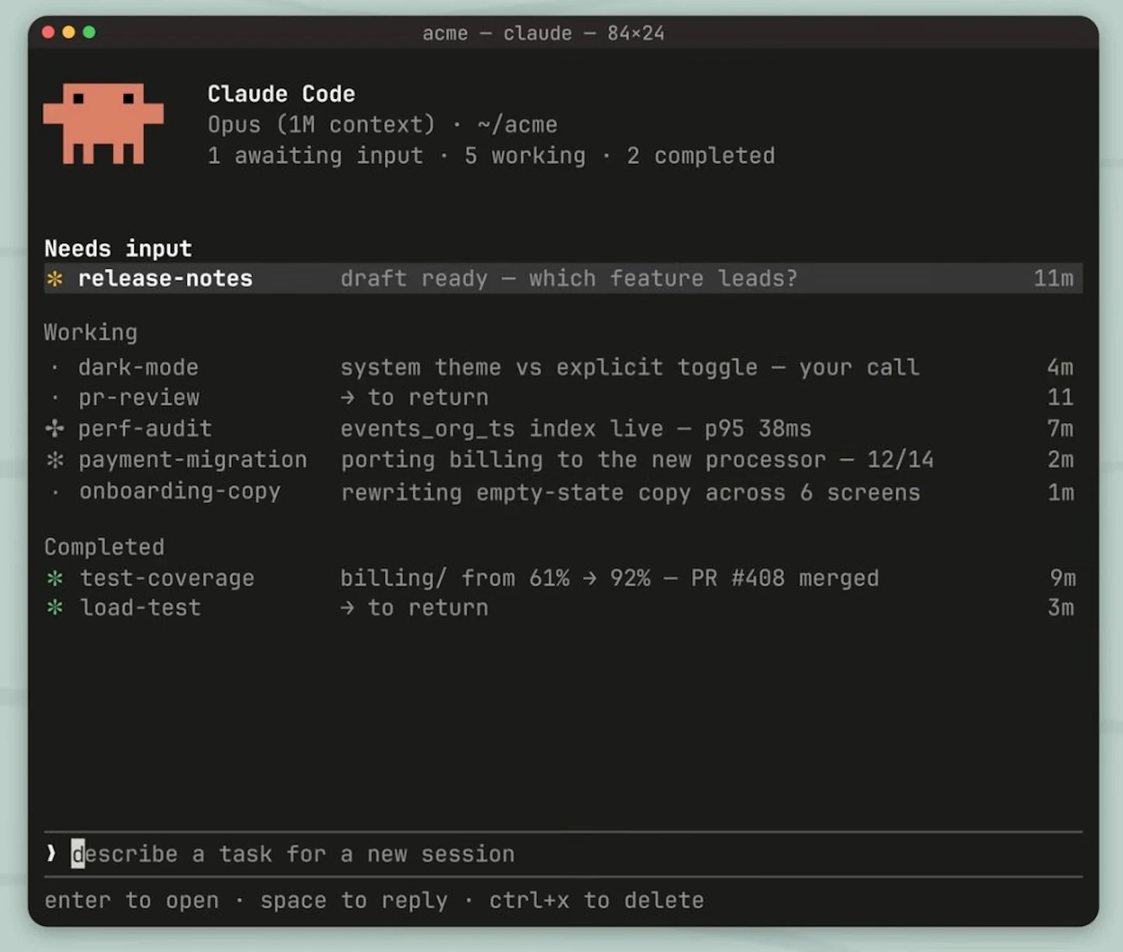 Claude Code Agent View screenshot 2