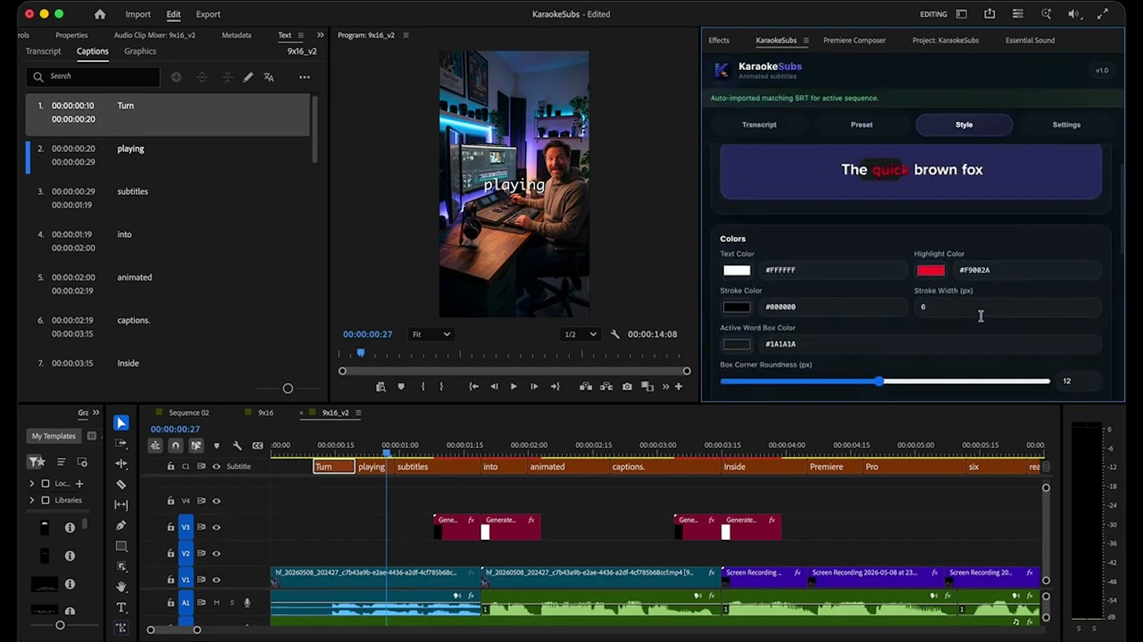 Karaokesubs for Premiere Pro screenshot 1 (video preview)