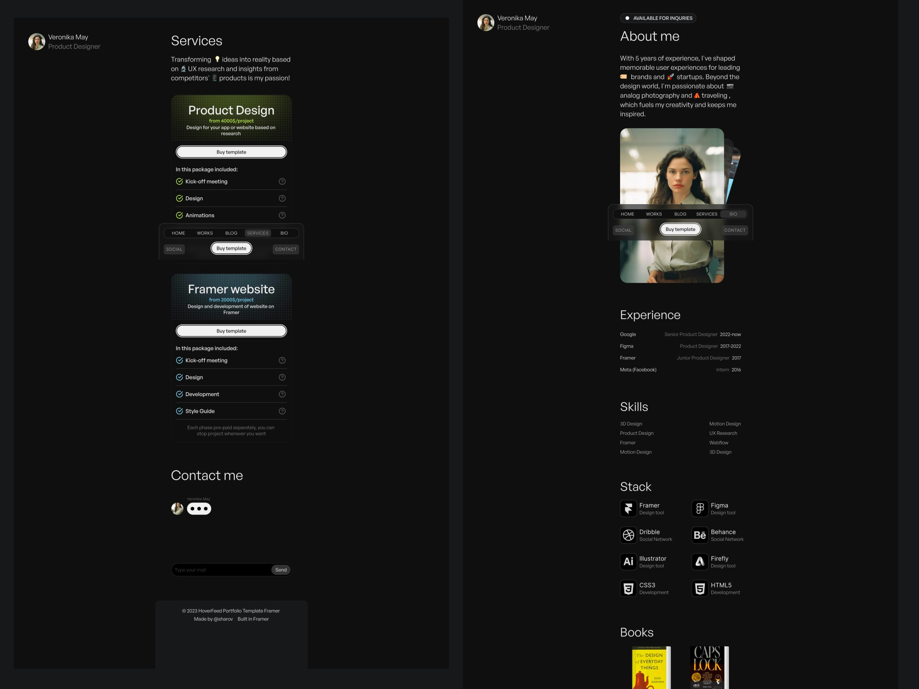 เทมเพลตพอร์ตโฟลิโอของ Framer media 2