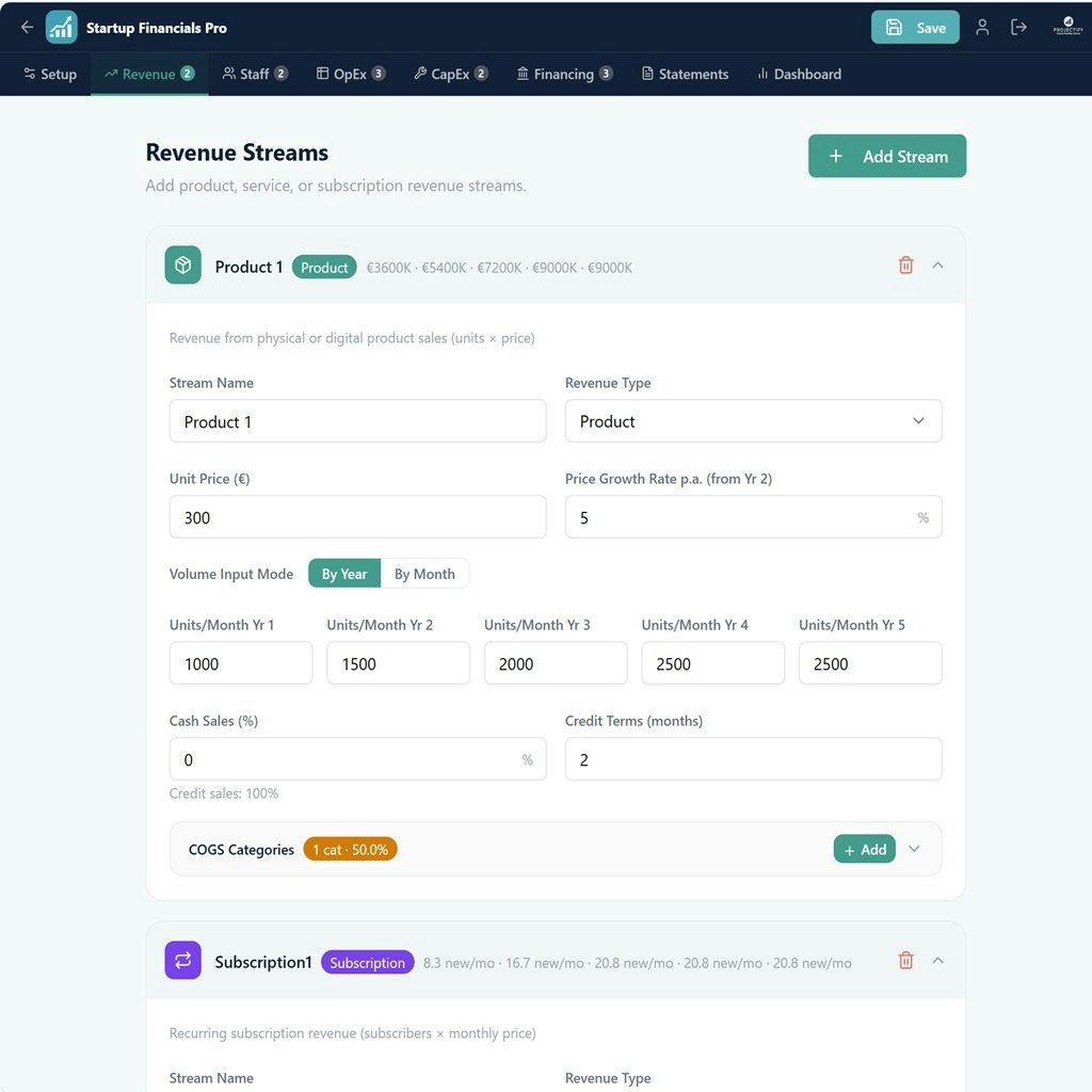 Startup Financials Pro gallery image