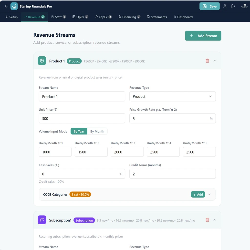 Startup Financials Pro screenshot 3