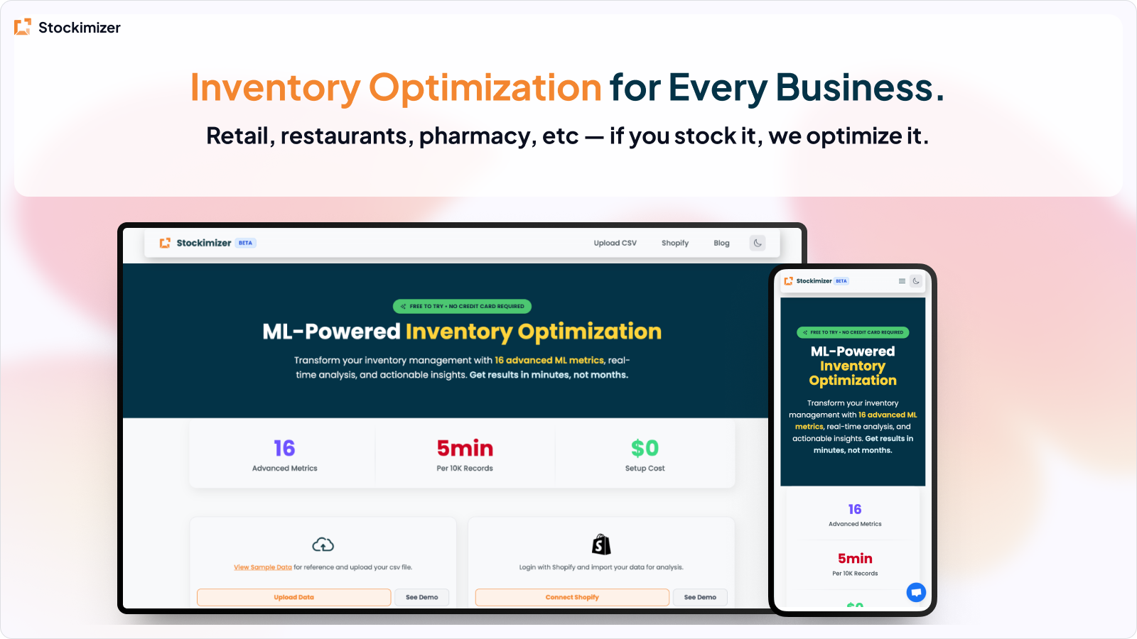 Stockimizer - Screenshot 2 showing product features and functionality