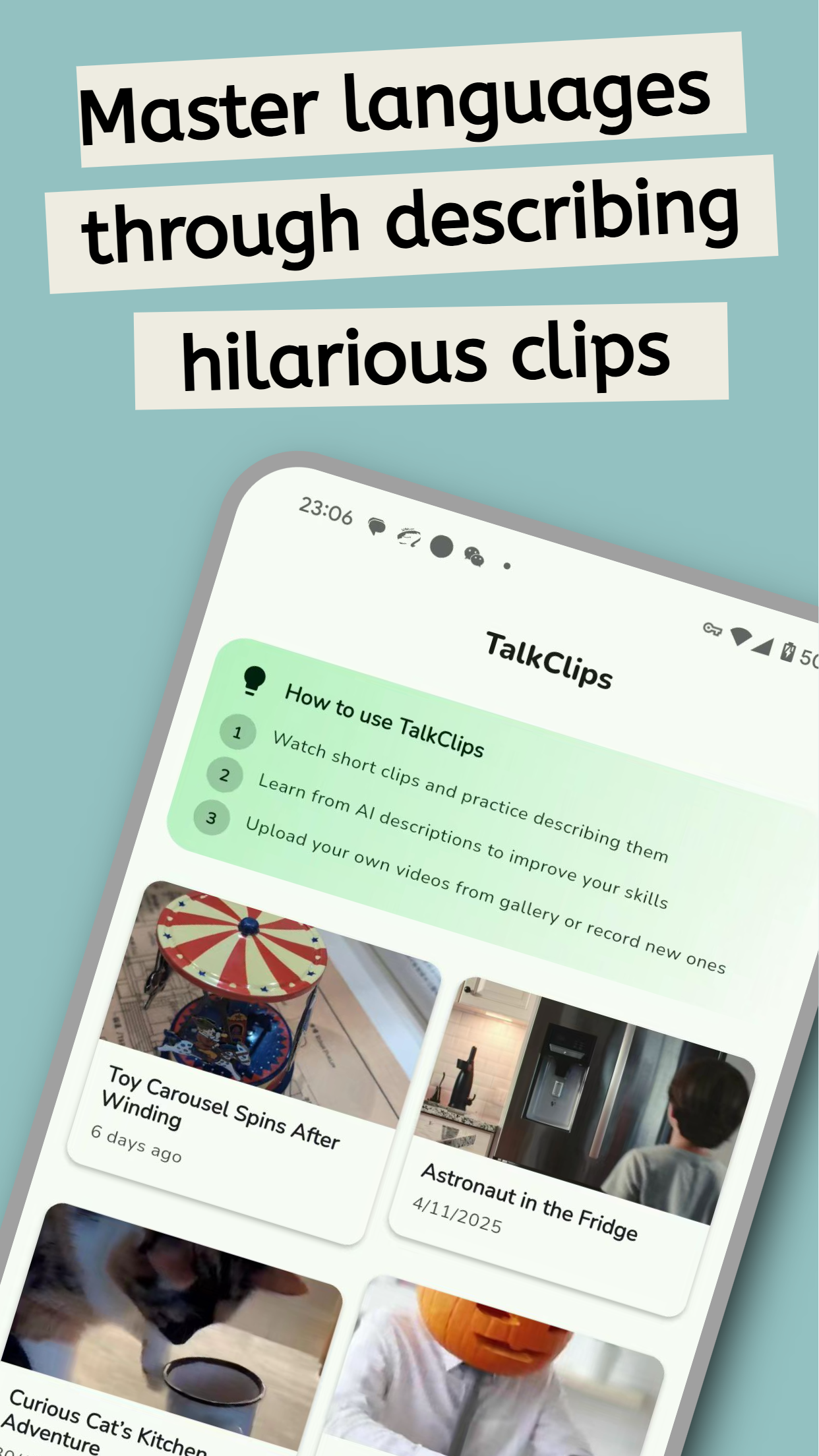 TalkClips - Main product screenshot demonstrating key features and user interface