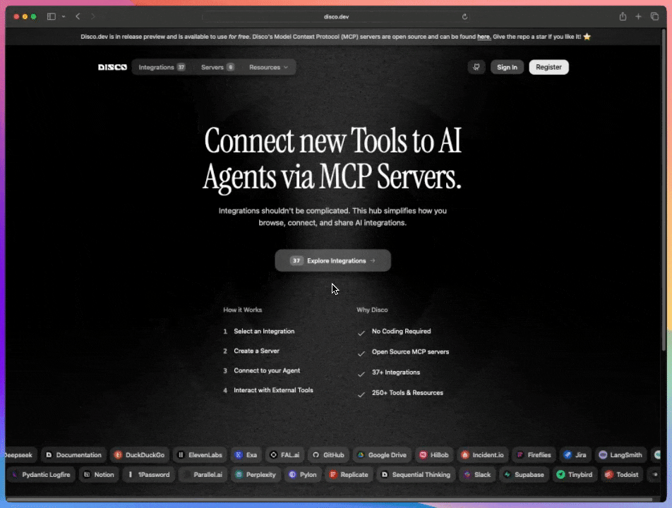 Disco.dev - Plug-and-play open source mcp servers media 3