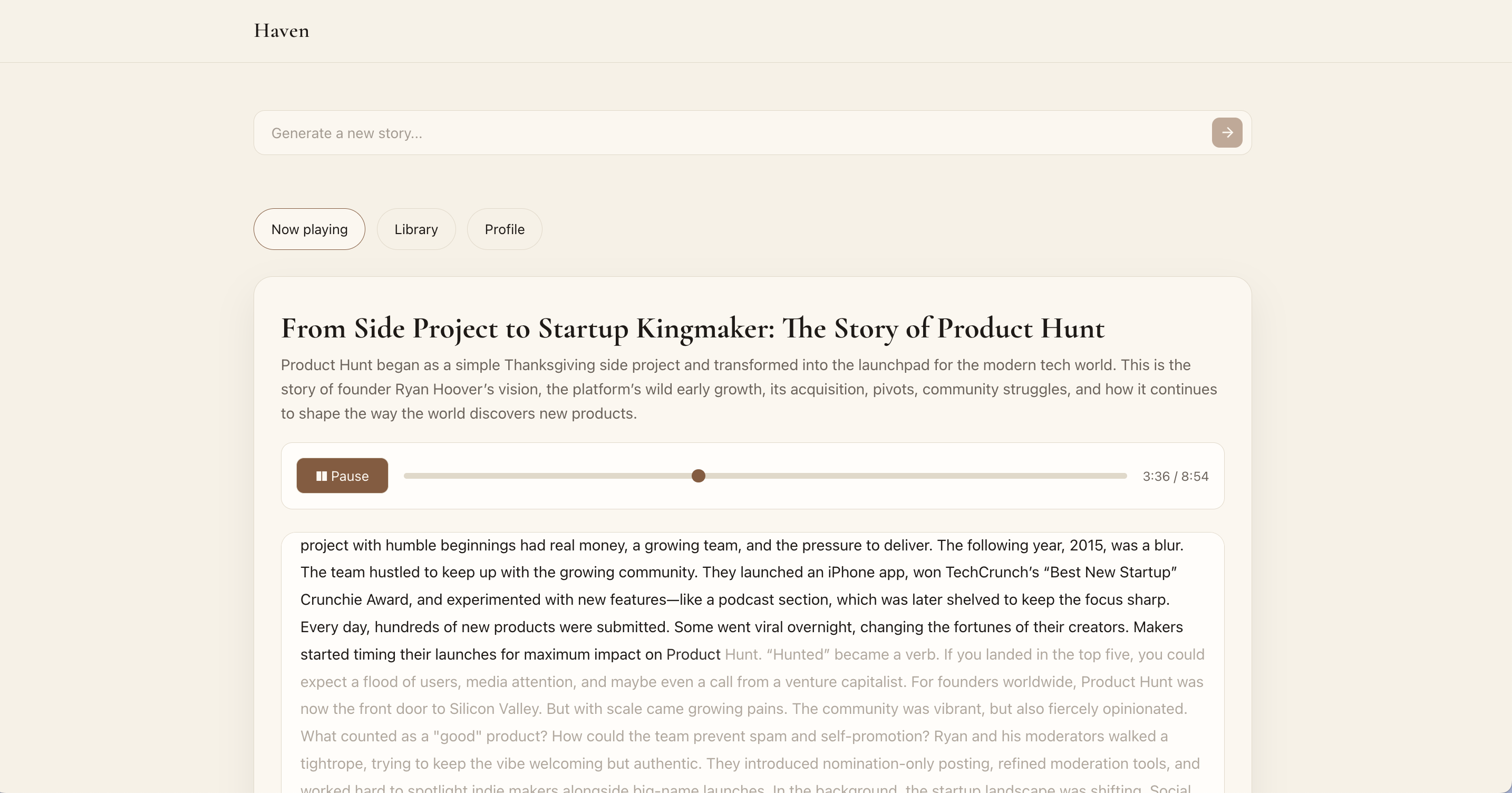 Haven: learn about any business - Screenshot 3 showing product features and functionality