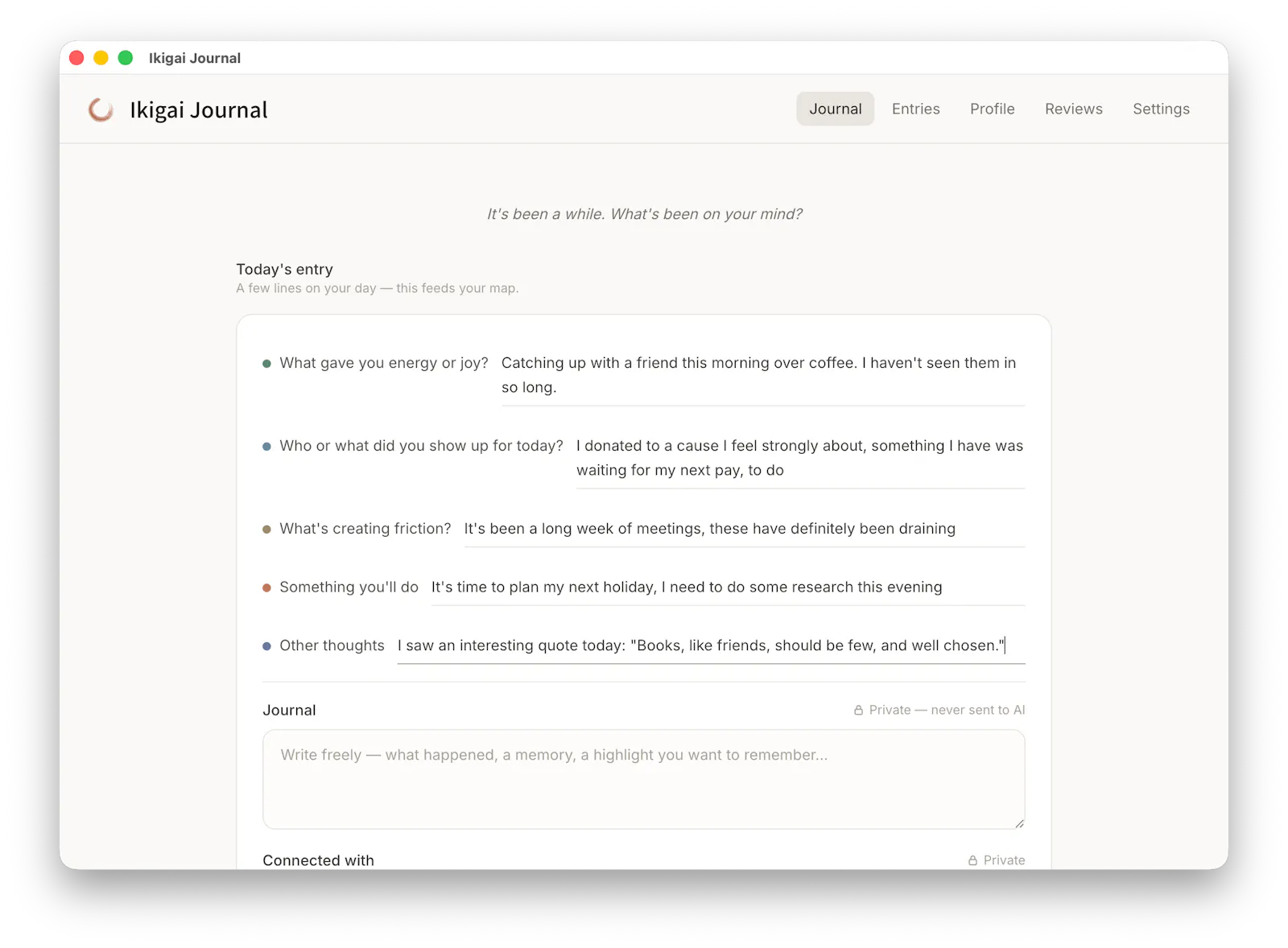 Ikigai Journal screenshot 2