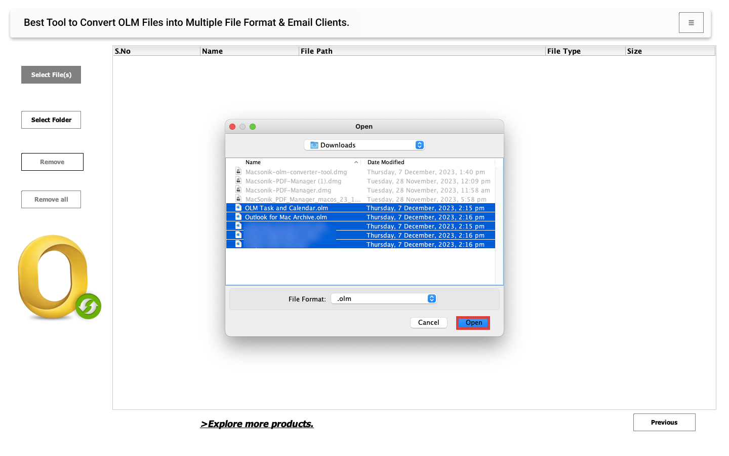 Media Macsonik Olm ke CSV Converter untuk Mac - Tukar OLM ke CSV dengan mudah dengan alat Macsonik Mac 3