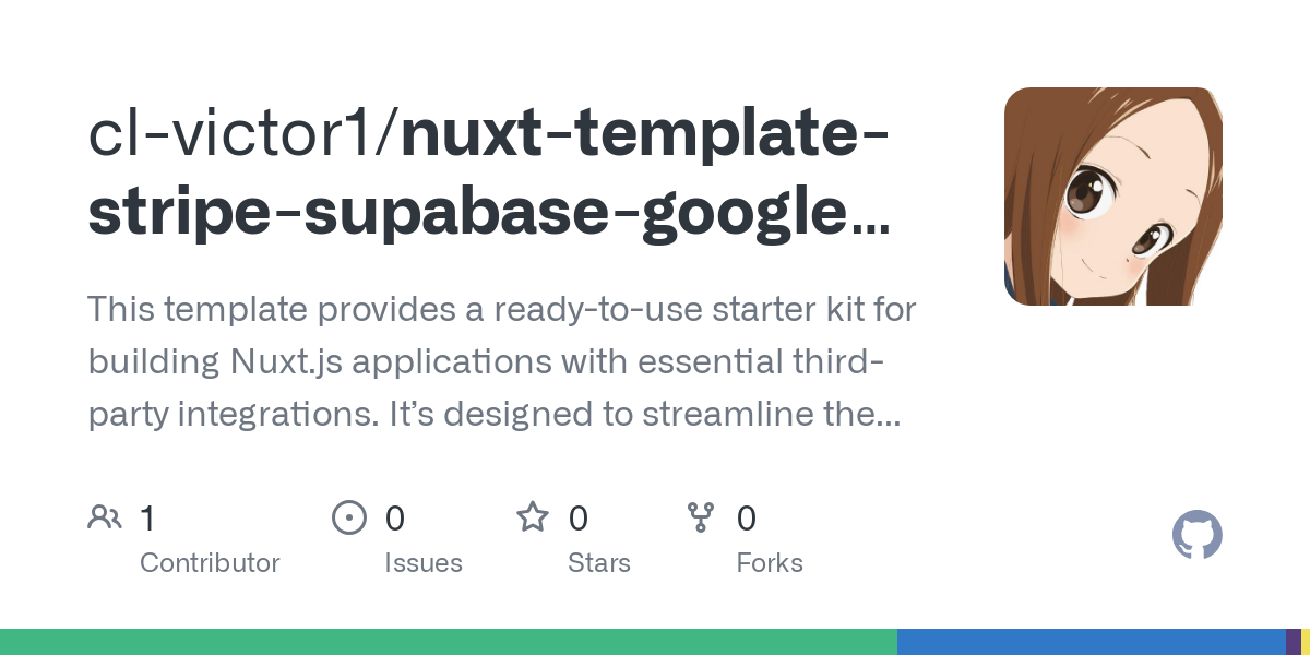 Nuxt -sjabloon - streep, supabase, google media 2
