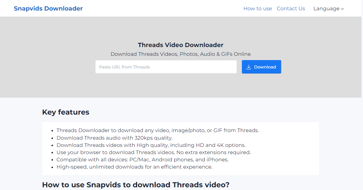 Snapvidsダウンローダー - 無料のスレッドダウンロー - ビデオ、写真、声を保存しますメディア1