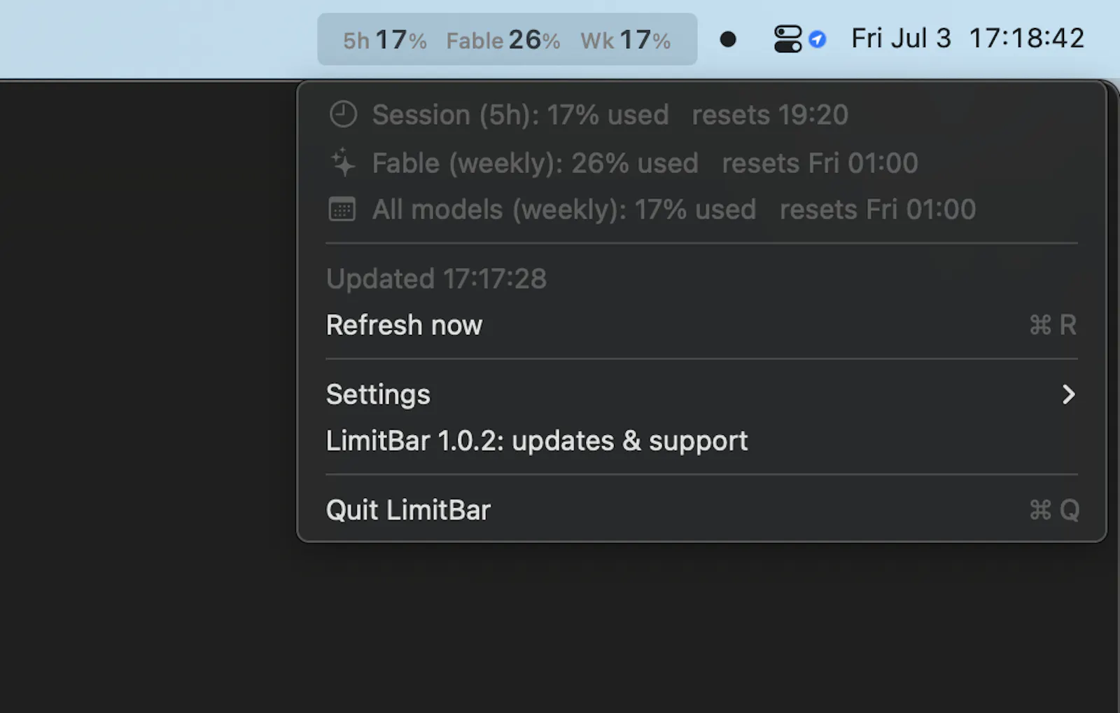 LimitBar screenshot 2