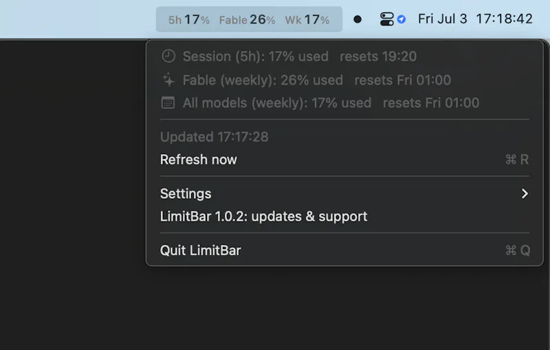 LimitBar screenshot 2
