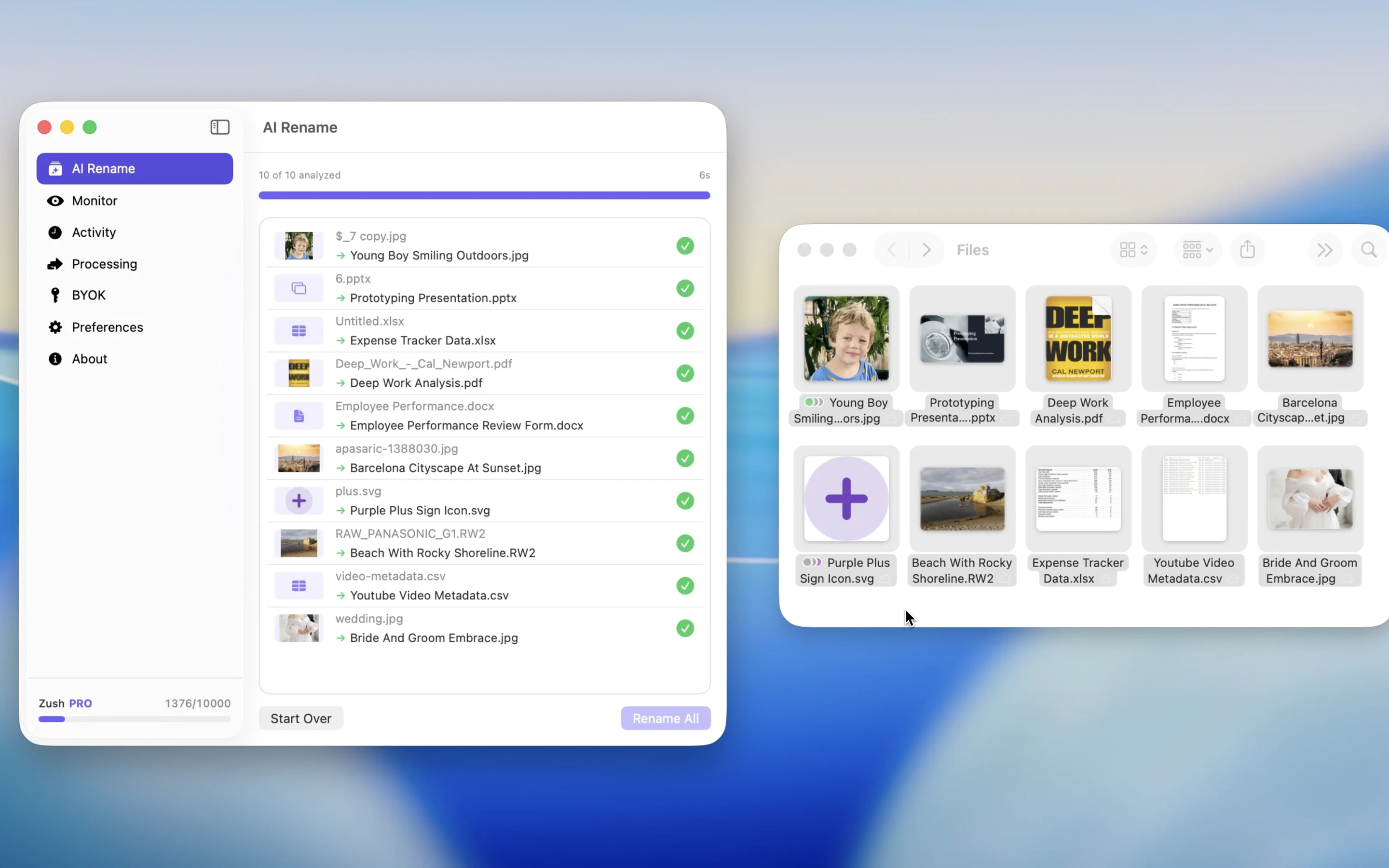 Zush: AI File Renamer screenshot 1