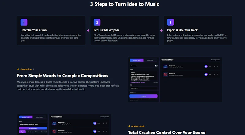 Musely.io screenshot 2