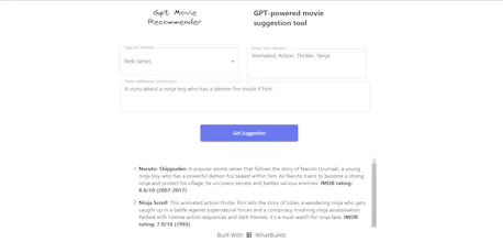 GPT Movie Recommender gallery image