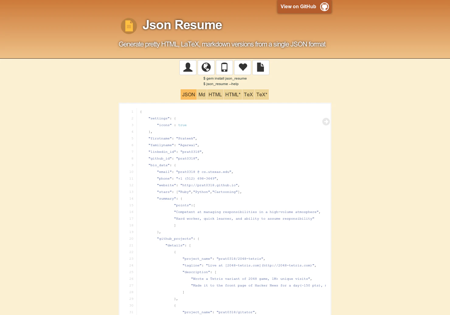 Json resume