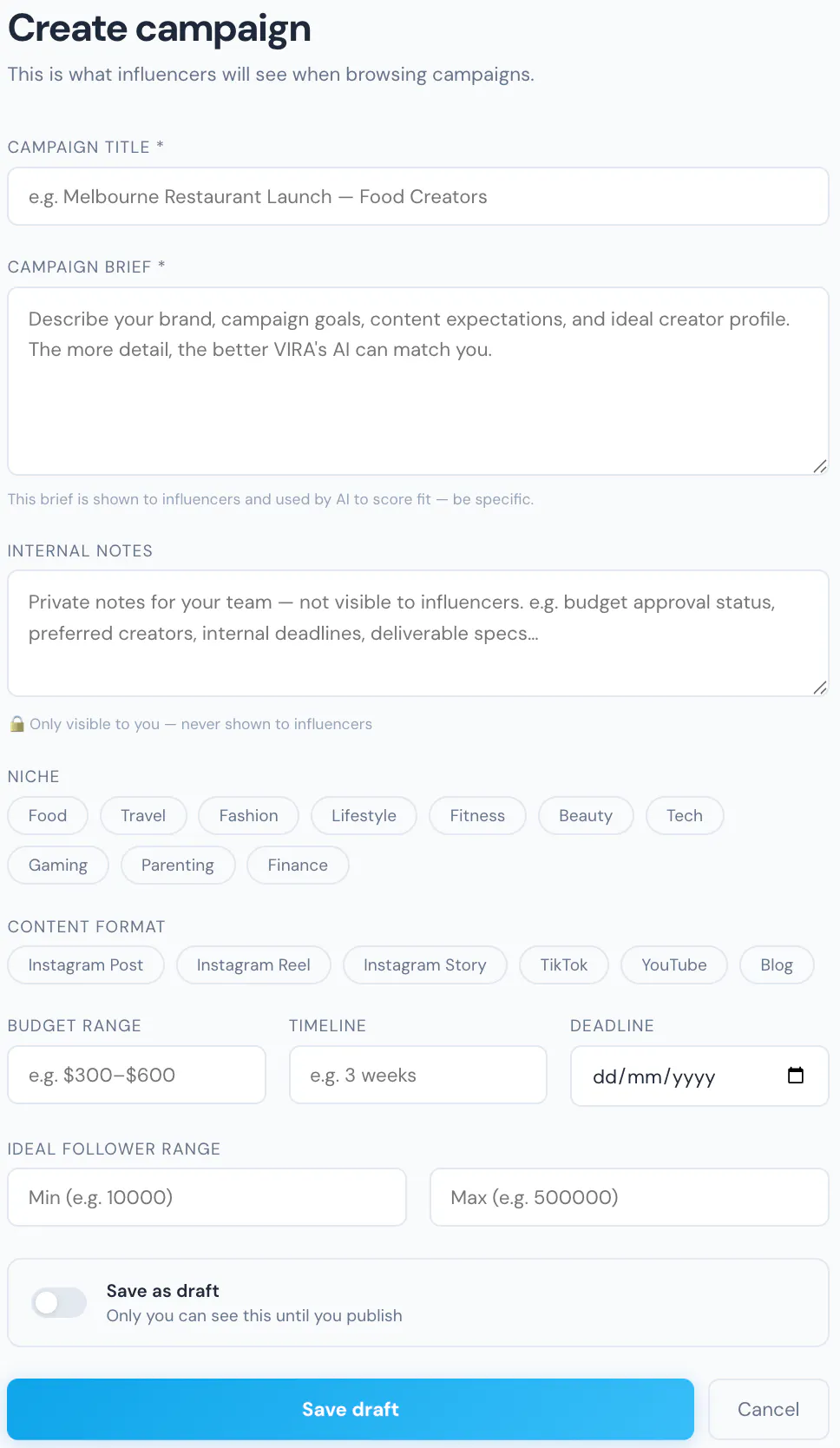 VIRA — Find influencers who actually fit gallery image