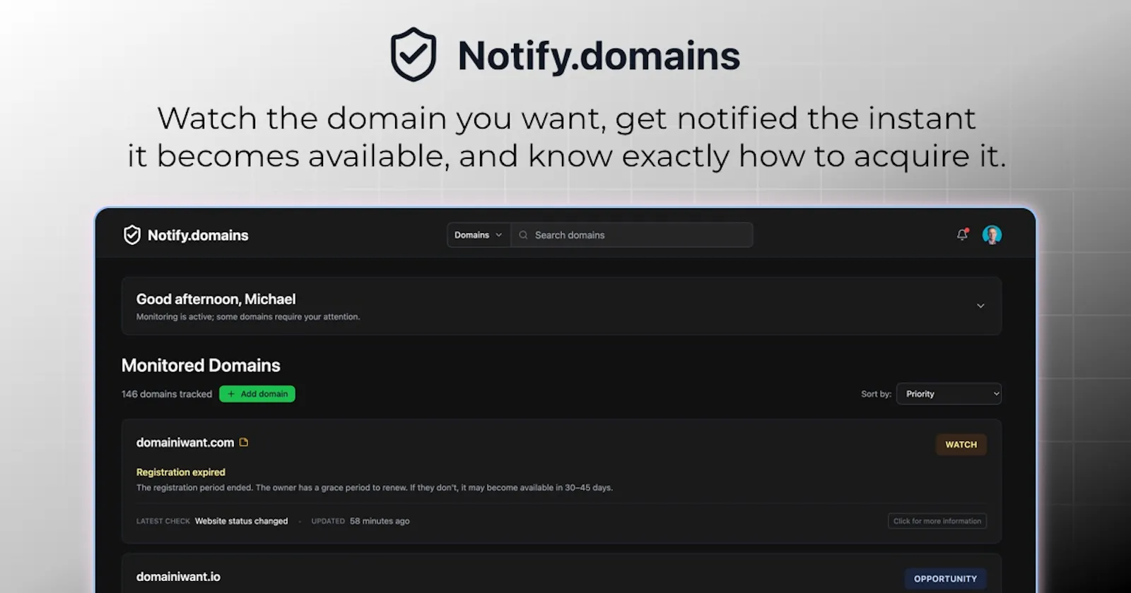 Notify.domains screenshot 2