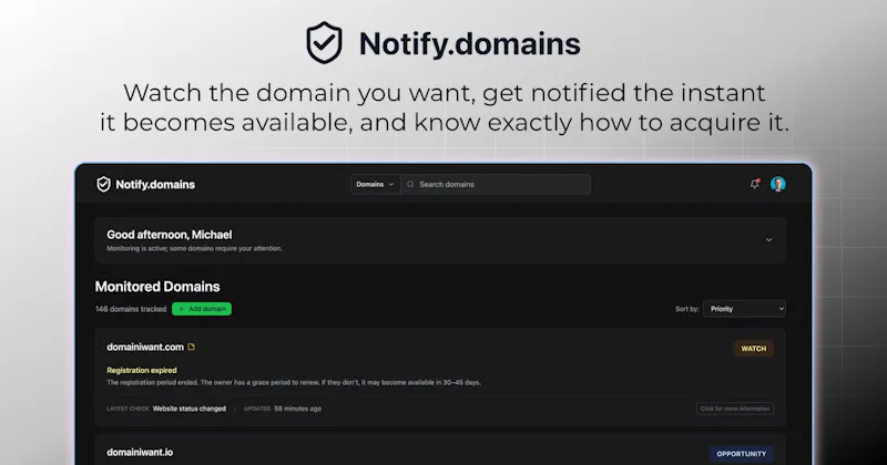 Notify.domains screenshot 2