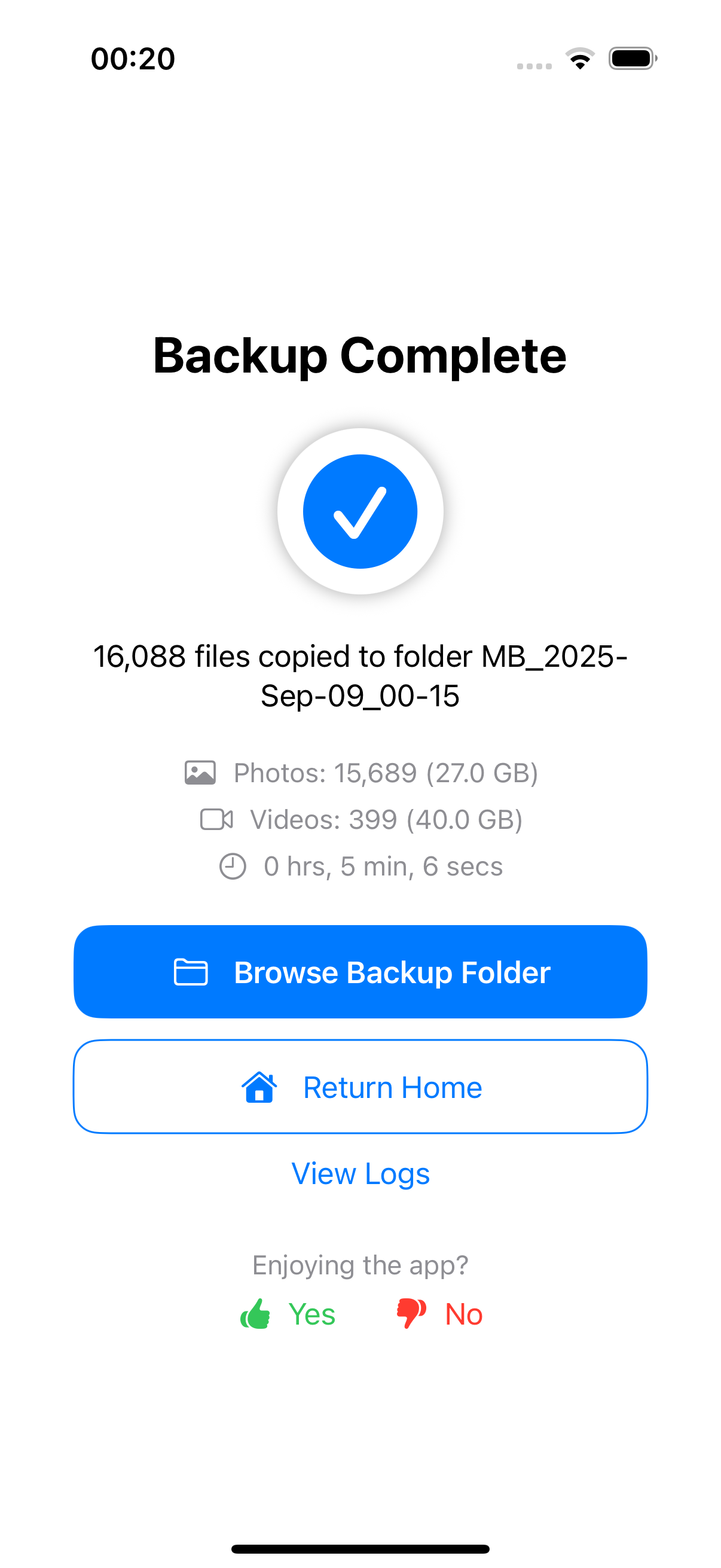 Média Sauvegarde de mémoire - Bibliothèque d'iPhone de sauvegarde rapide en quelques minutes - Drive vers EXT 4