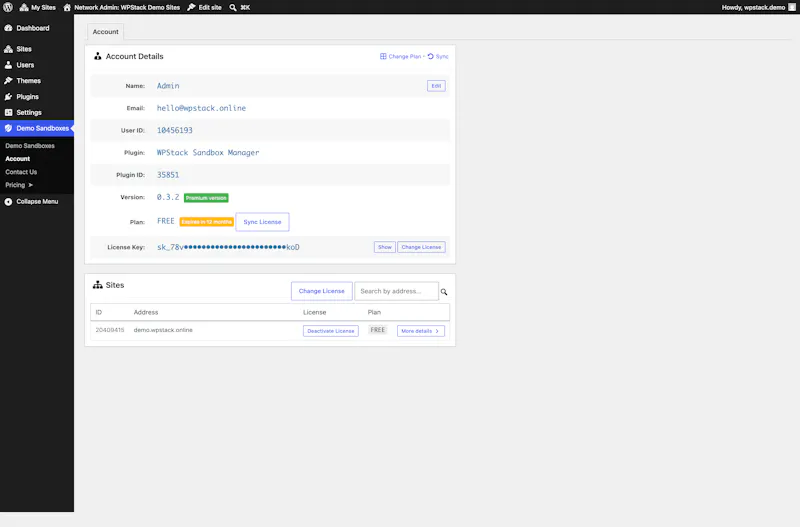 WPStack Sandbox Manager screenshot 3