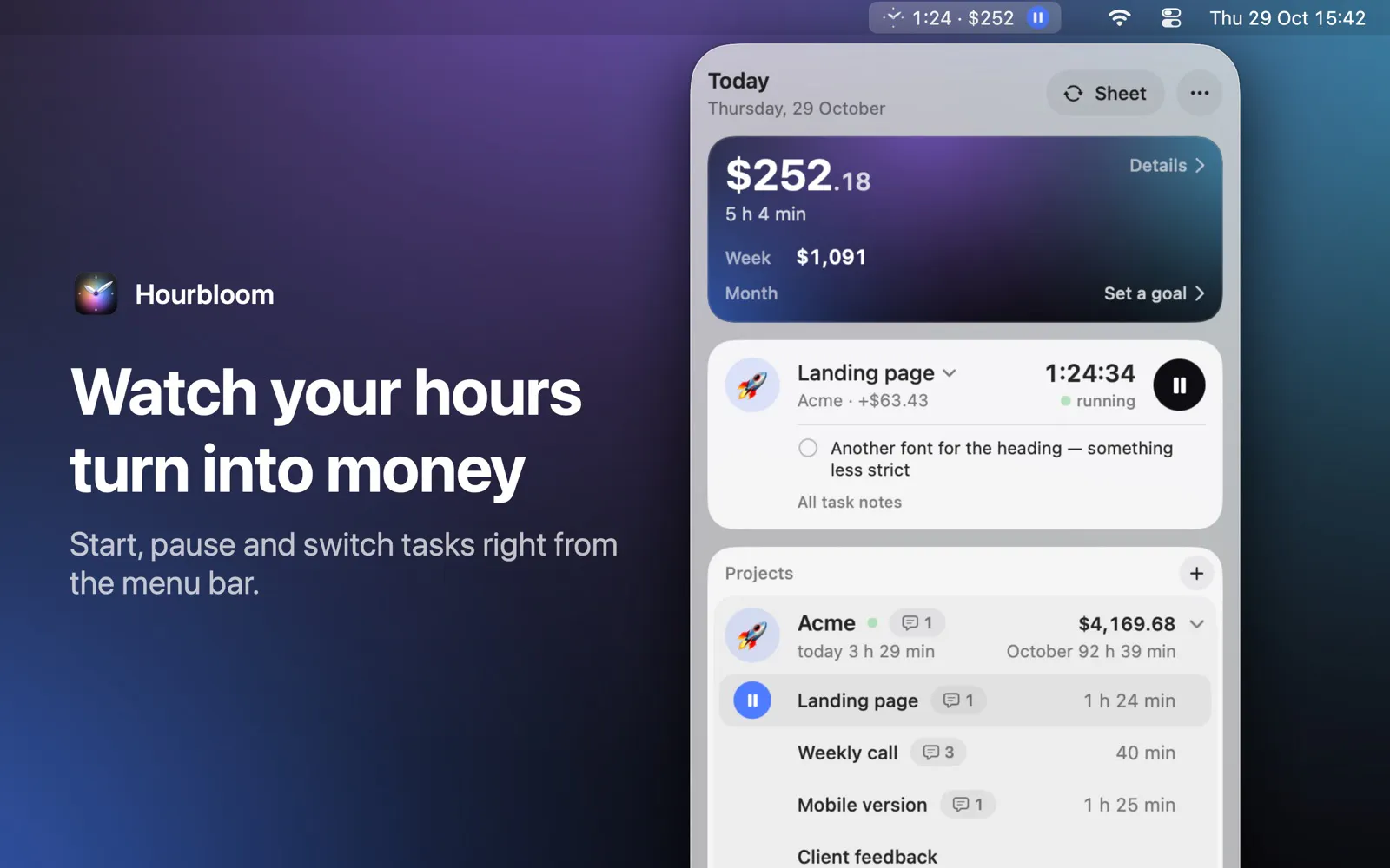 Hourbloom: Time Tracker gallery image