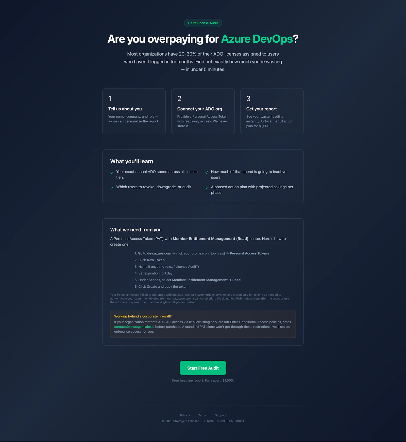 HALA — Helix ADO License Auditor screenshot 1