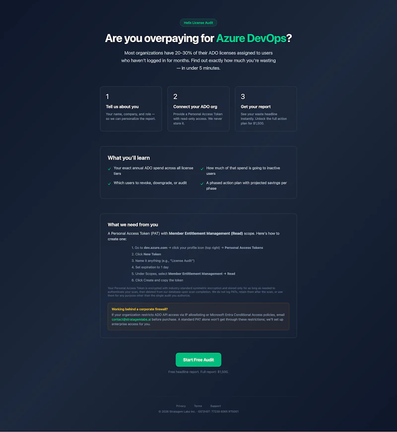 HALA — Helix ADO License Auditor screenshot 1
