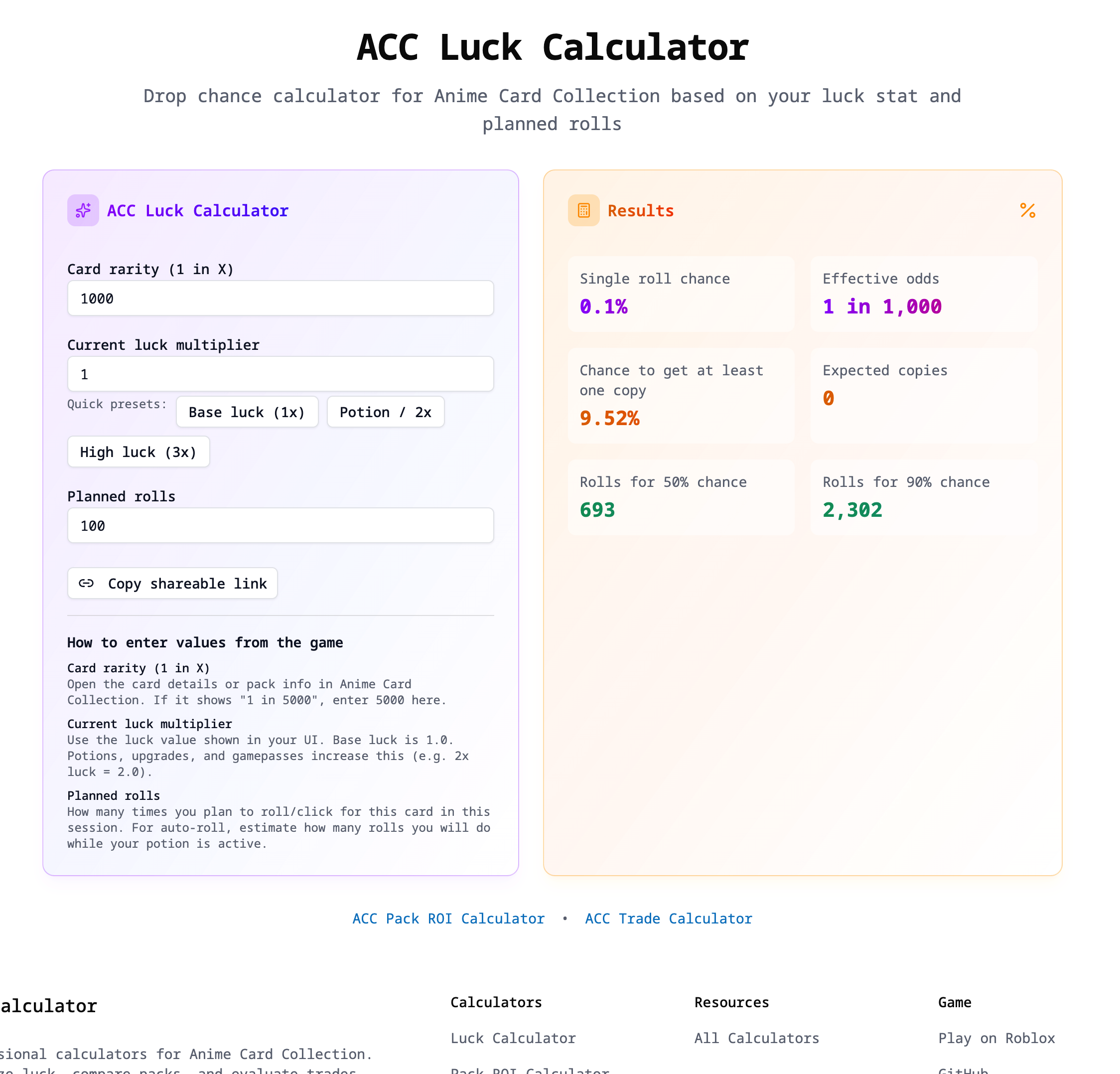 Anime Card Collection Calculator gallery image