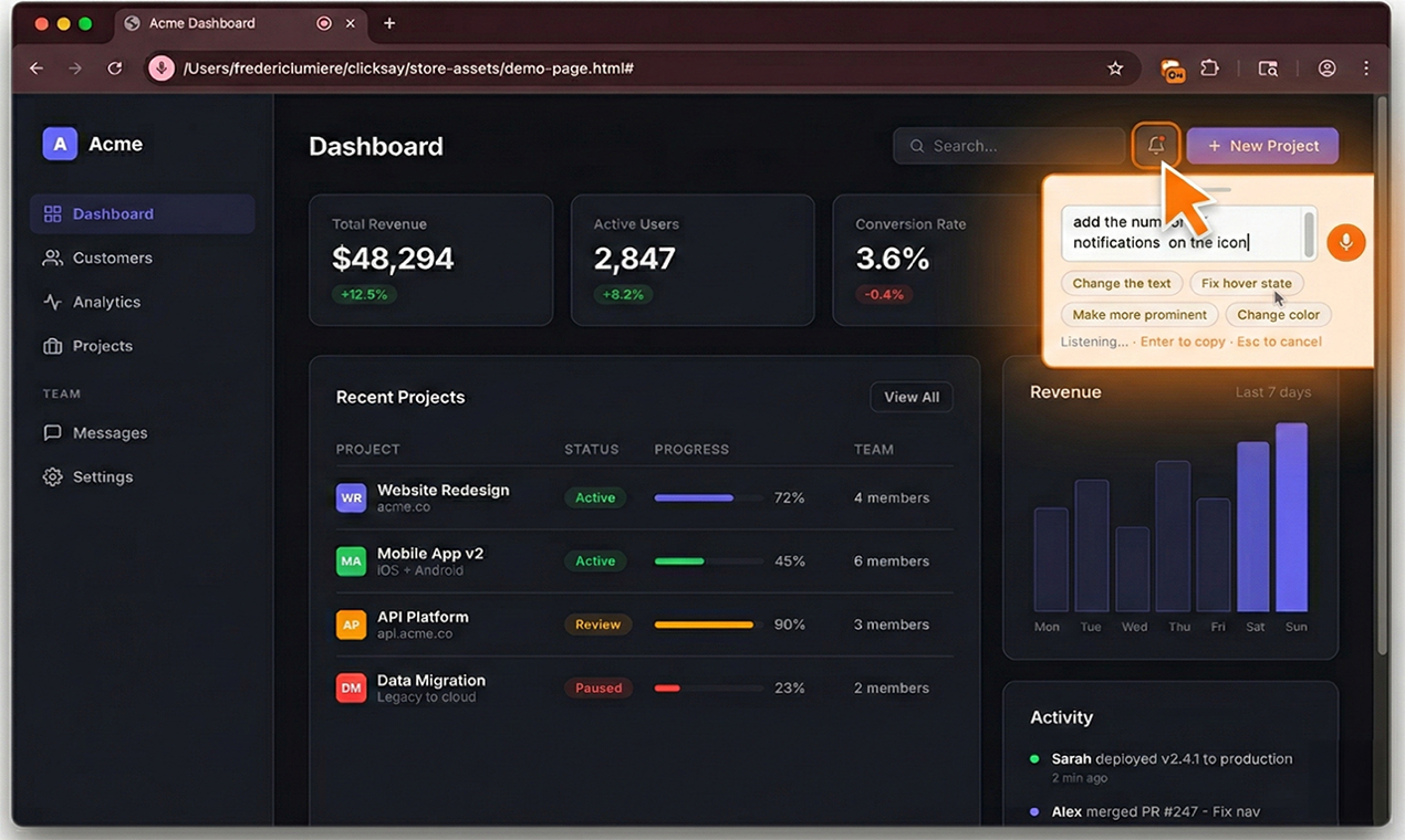 ClickSay - Screenshot 2 showing product features and functionality