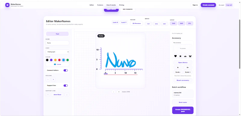 MakerNames  Name  for CNC, laser and 3D screenshot 4