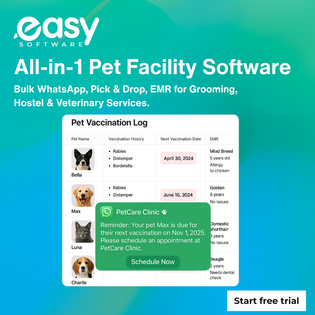 Easy Pet Facility Software - Screenshot 3 showing product features and functionality